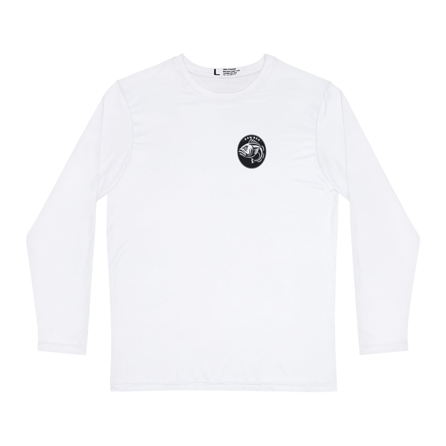 Polyester B/W Lingcod Long Sleeve T-Shirt (White)