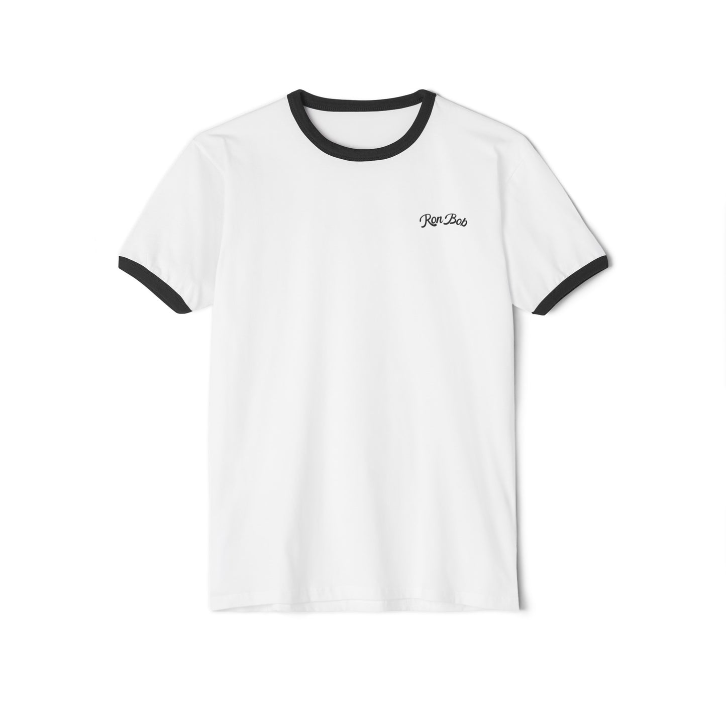 Cotton Ringer T-Shirt with Black/White Logo (White)