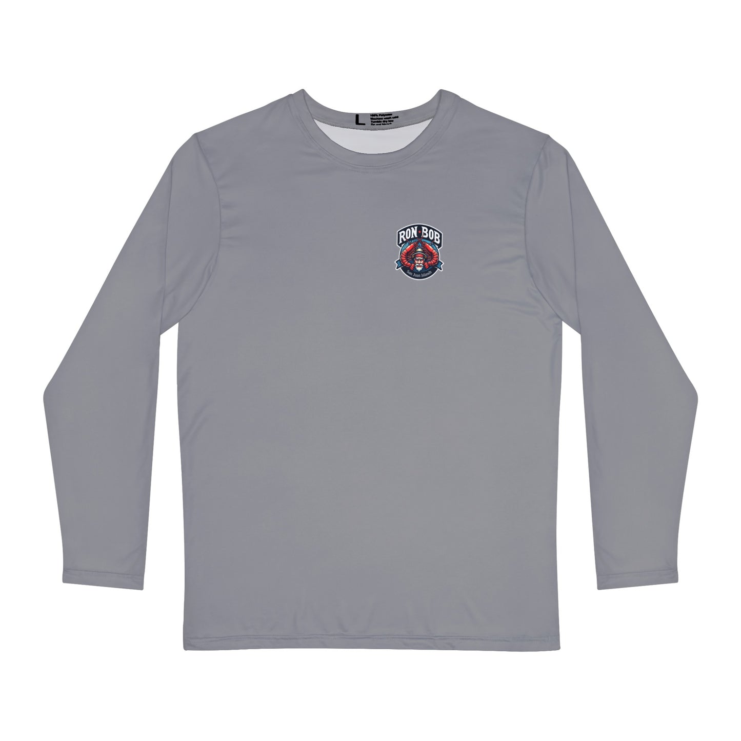 Polyester Prawn Fisherman Long Sleeve T-Shirt (Grey)