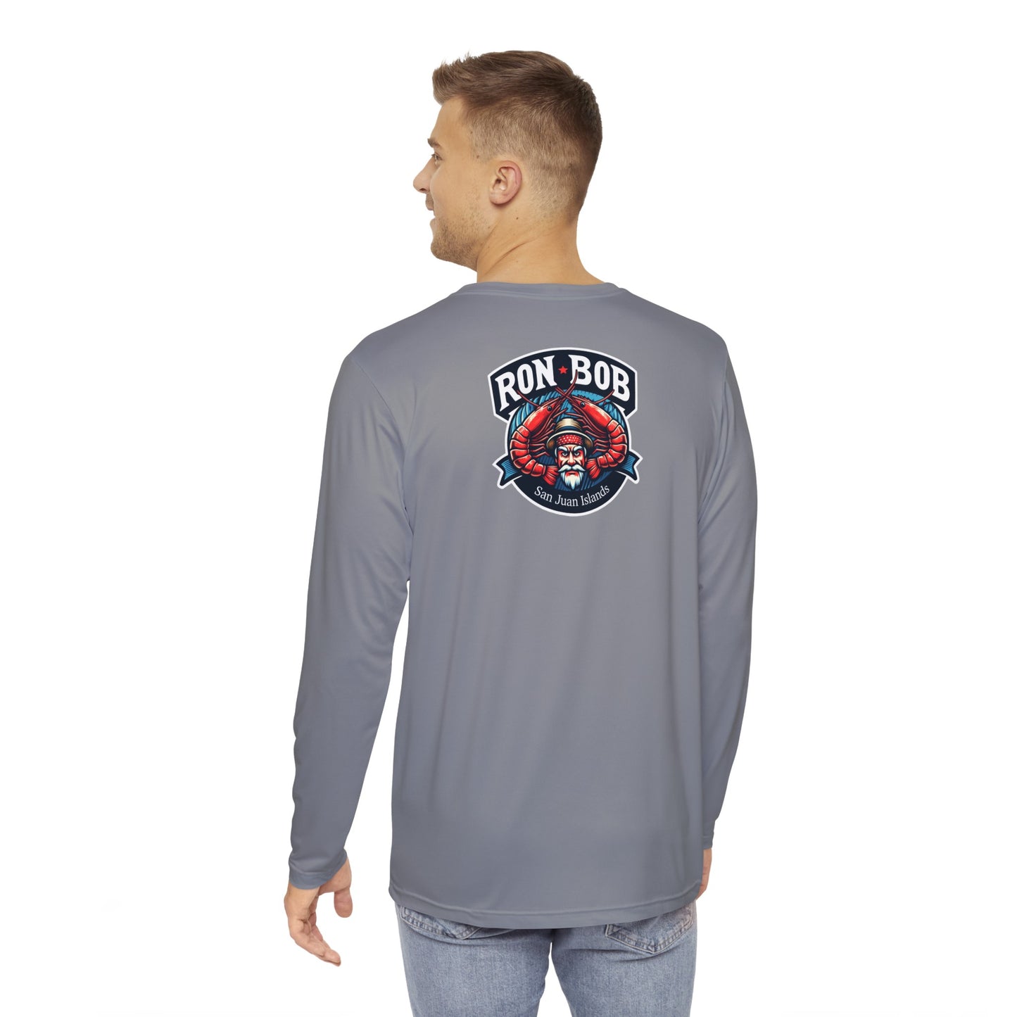 Polyester Prawn Fisherman Long Sleeve T-Shirt (Grey)
