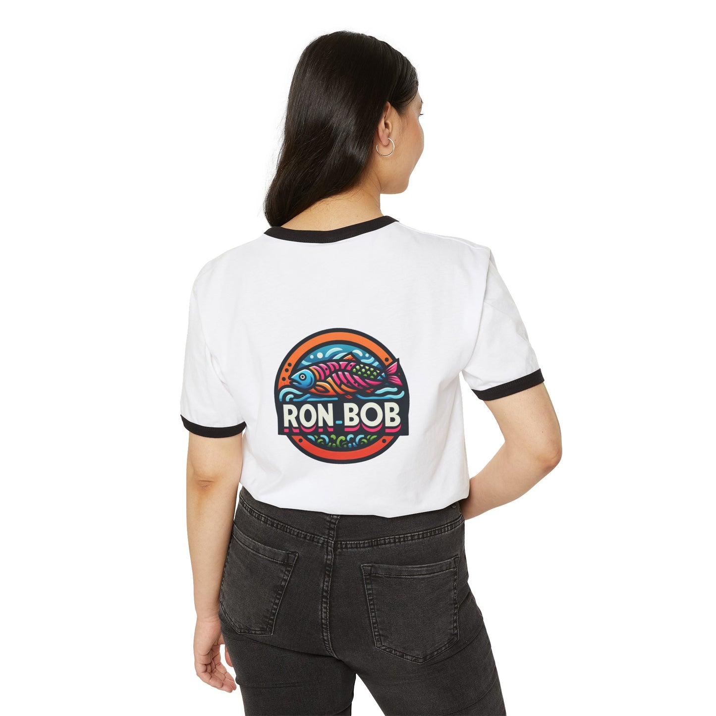 Cotton Ringer Colorful Salmon T-Shirt (White)