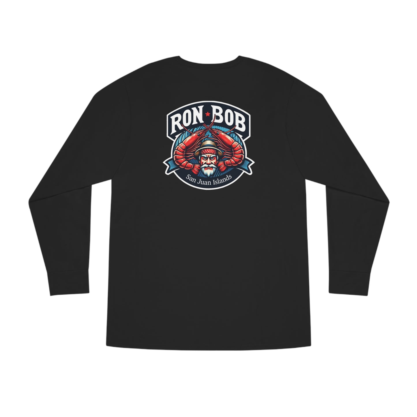 Men's Long Sleeve Crewneck Tee - Prawn Fisherman SJI (Multiple Color Options)