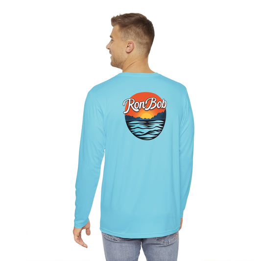 Polyester Men's Long Sleeve Shirt with Traditional Logo (Glacier Blue)