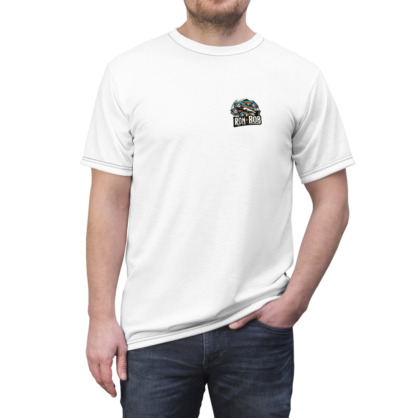 Polyester Multiple Salmon T-Shirt (White)