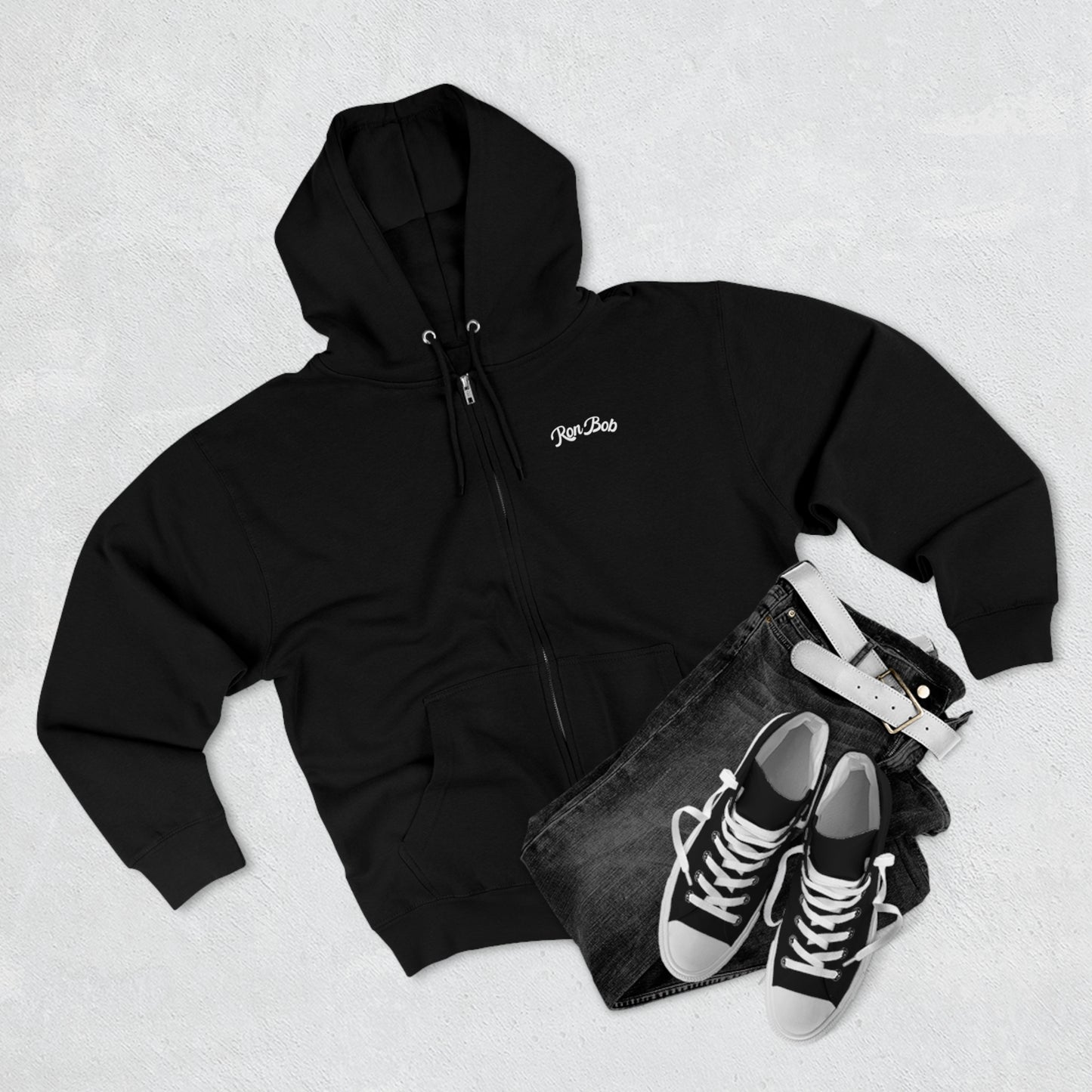 Zip Hoodie with Traditional Logo (Black)