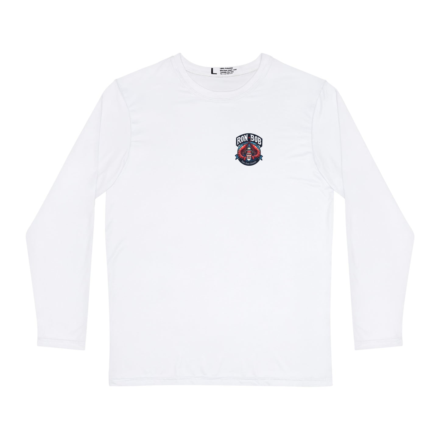 Polyester Prawn Fisherman Long Sleeve T-Shirt (White)