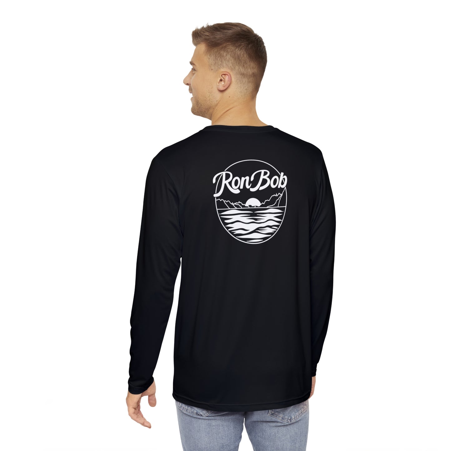 Polyester Men's Long Sleeve Shirt with Black/White Logo (Black)