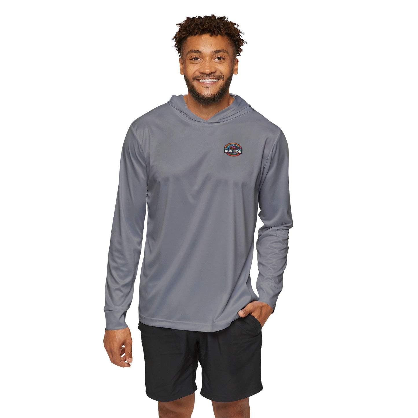 Men's Lightweight Colorful Salmon Hoodie with UPF +50 (Grey)