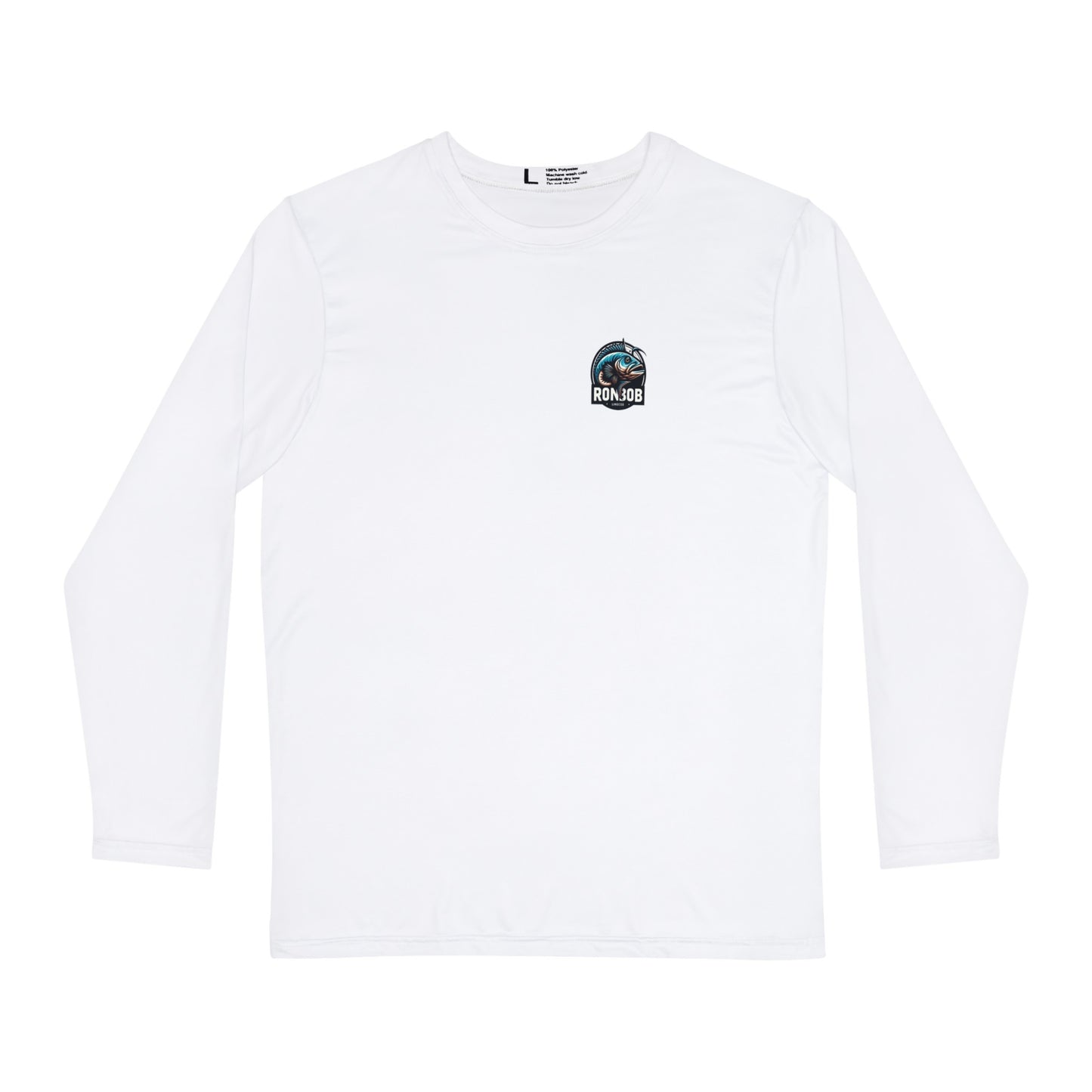 Polyester Blue Lingcod Long Sleeve T-Shirt (White)