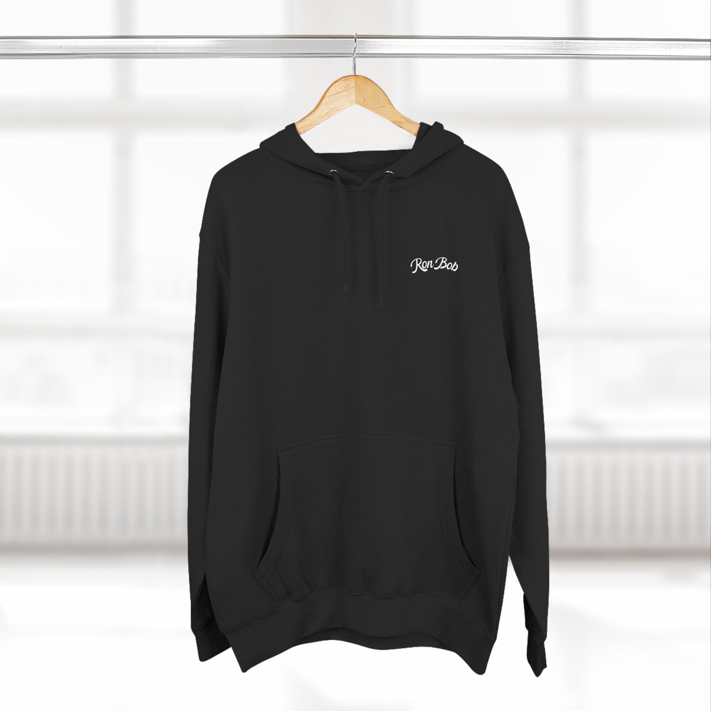 Fleece Hoodie with Black/White Logo (Black)