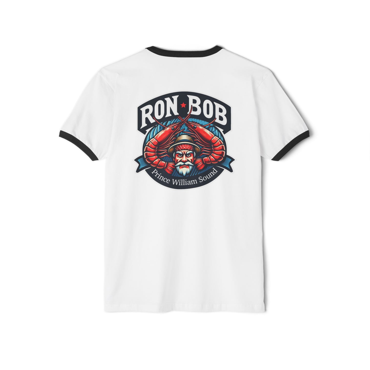 Cotton Ringer Prawn Fisherman PWS T-Shirt (White)