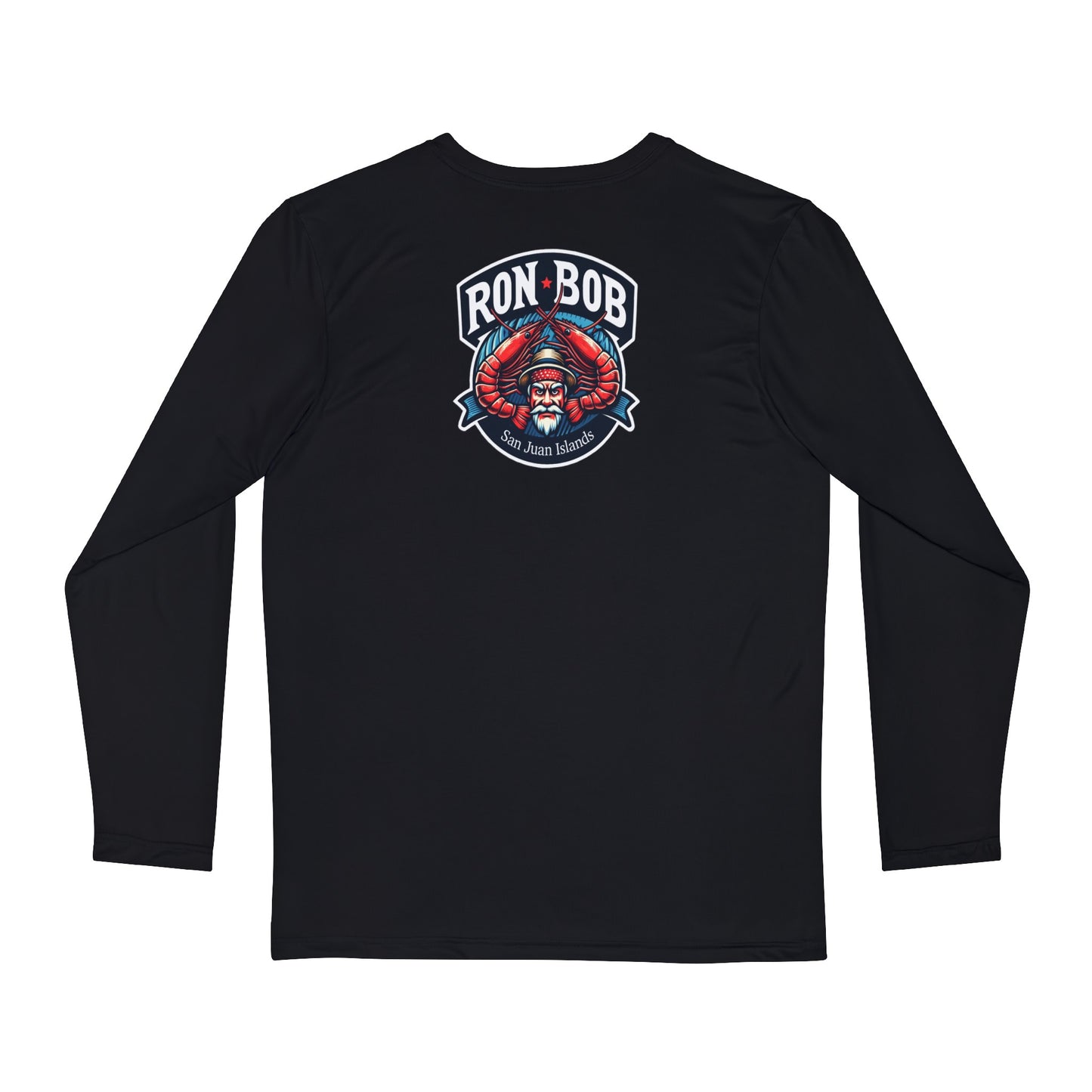 Polyester Prawn Fisherman Long Sleeve T-Shirt (Black)