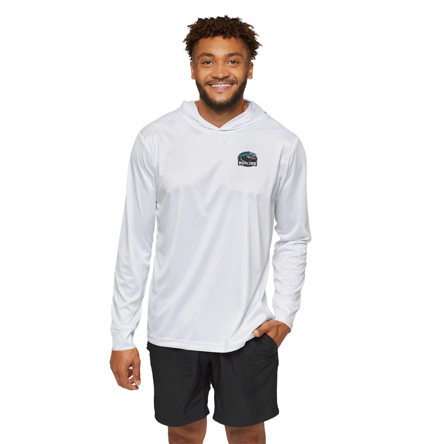 Men's Lightweight Blue Lingcod Hoodie with UPF +50 (White)