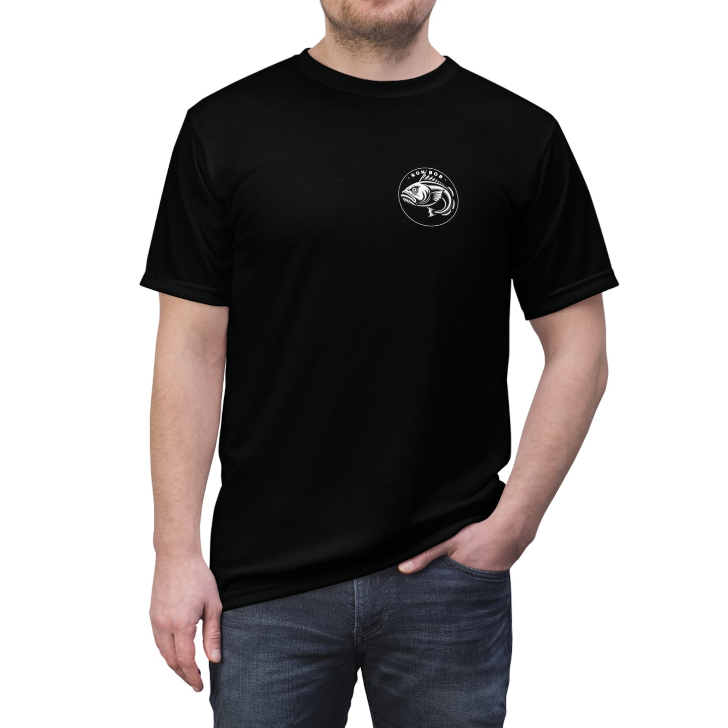 Polyester B/W Lingcod T-Shirt (Black)