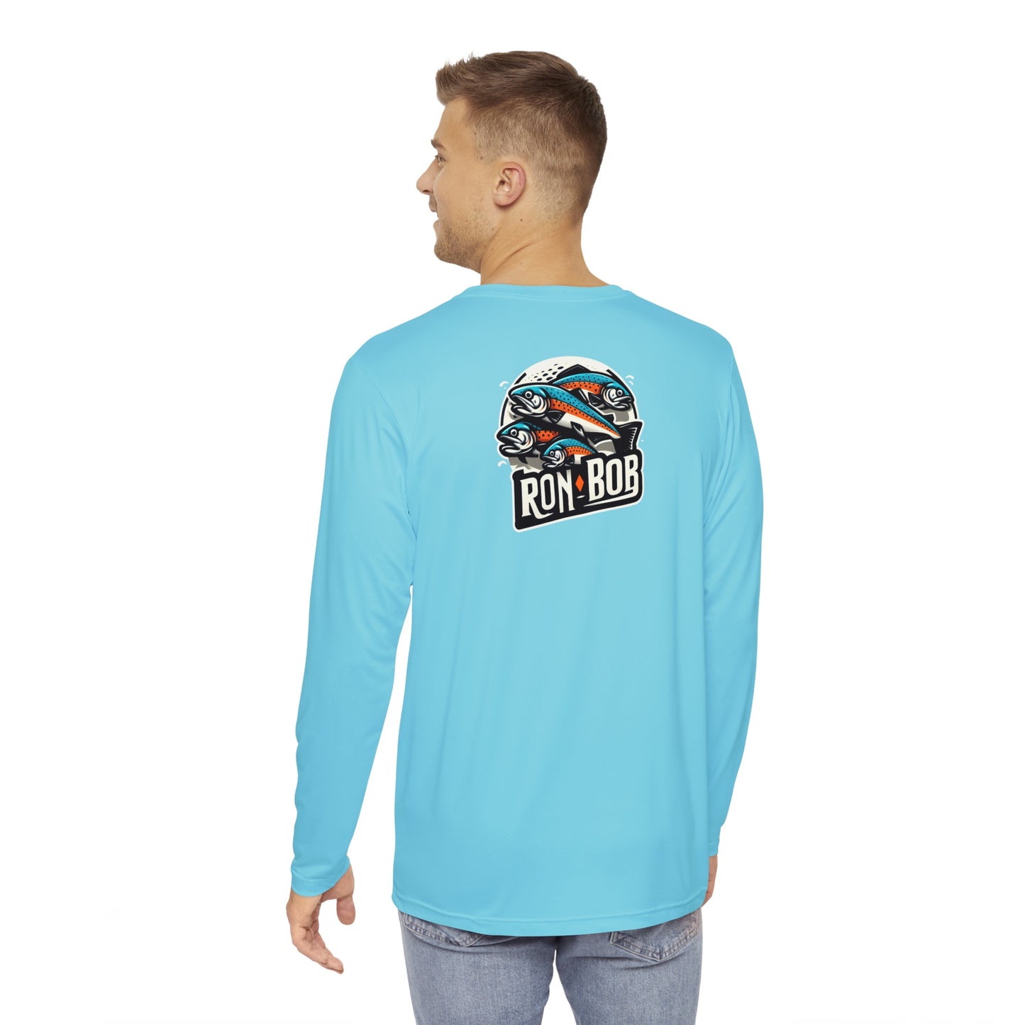 Polyester Multiple Salmon Long Sleeve T-Shirt (Glacier Blue)