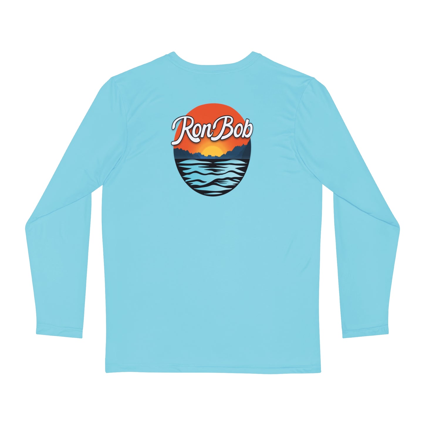 Polyester Men's Long Sleeve Shirt with Traditional Logo (Glacier Blue)