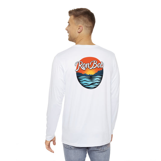 Polyester Men's Long Sleeve Shirt with Traditional Logo (White)