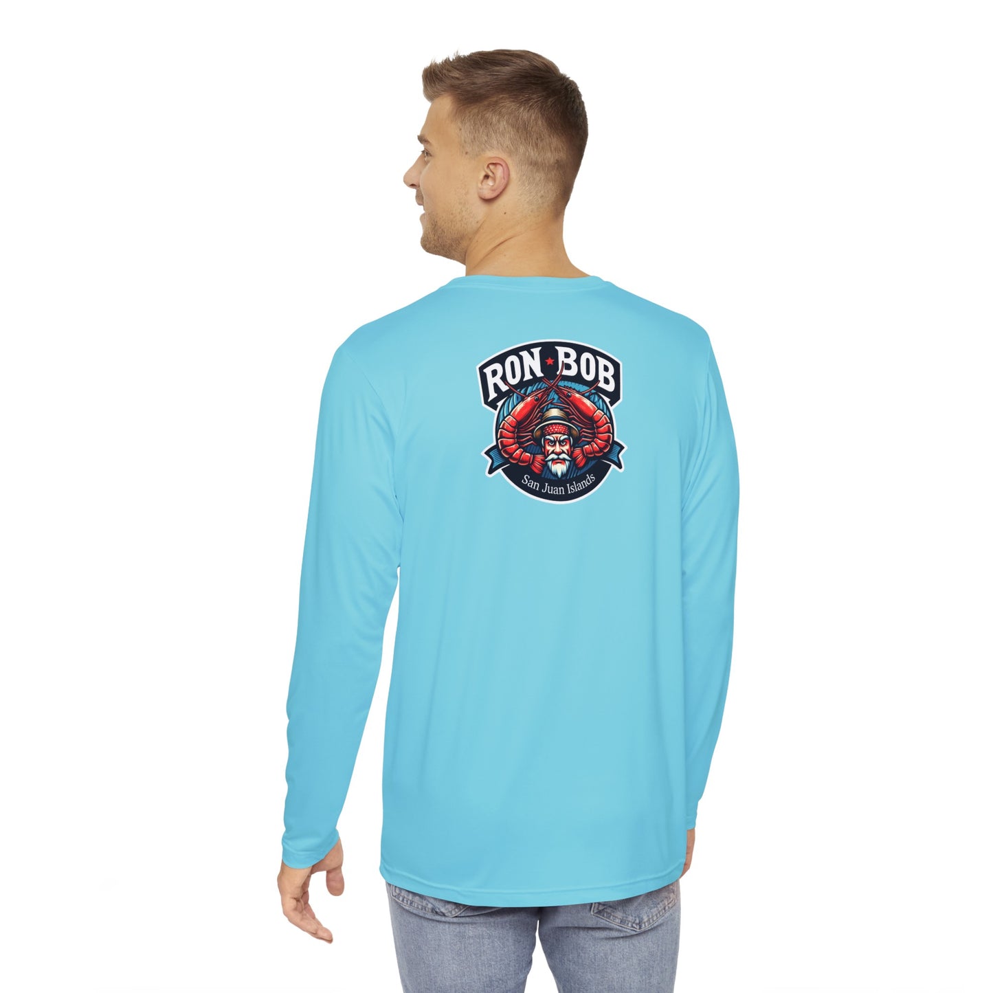 Polyester Prawn Fisherman Long Sleeve T-Shirt (Glacier Blue)
