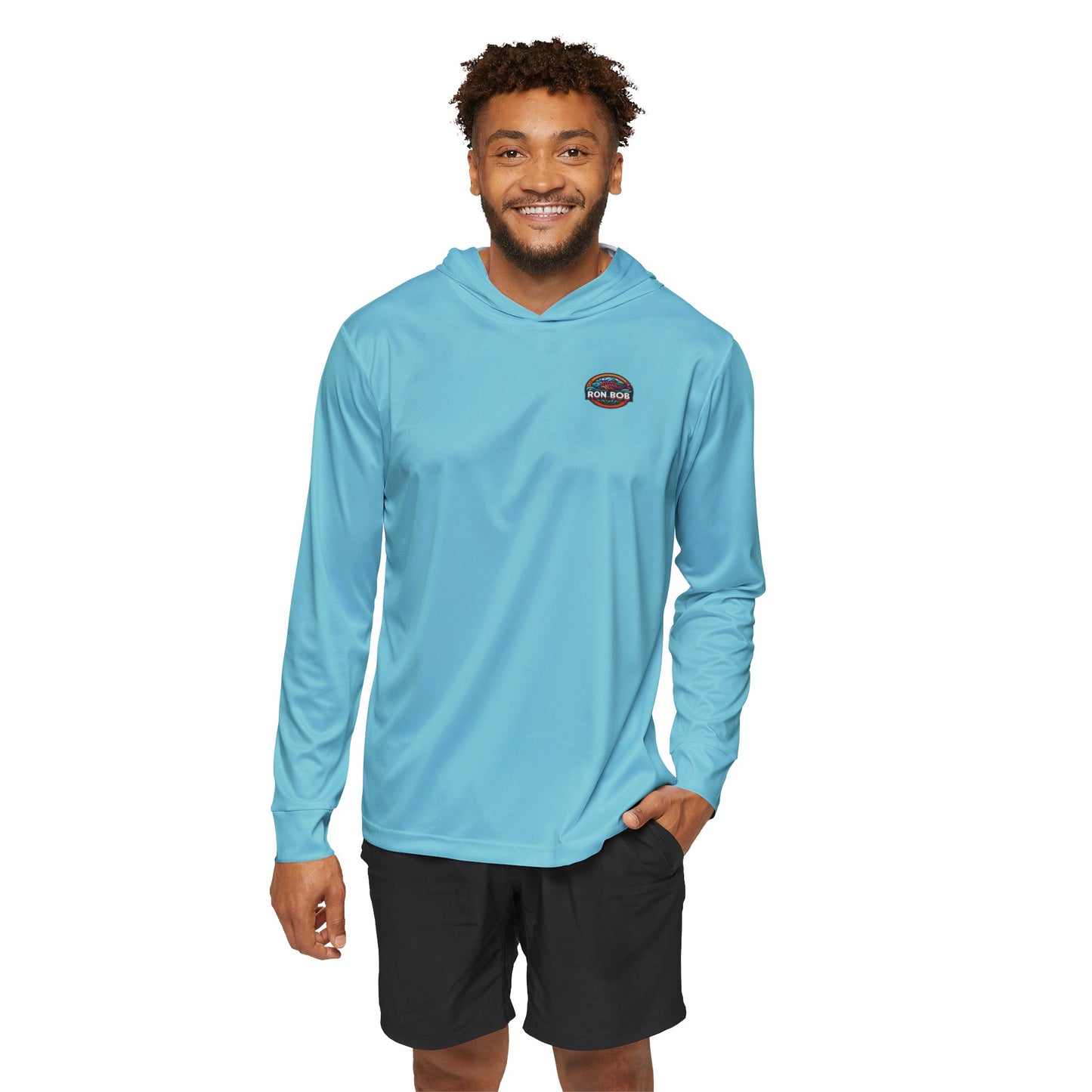 Men's Lightweight Colorful Salmon Hoodie with UPF +50 (Glacier Blue)