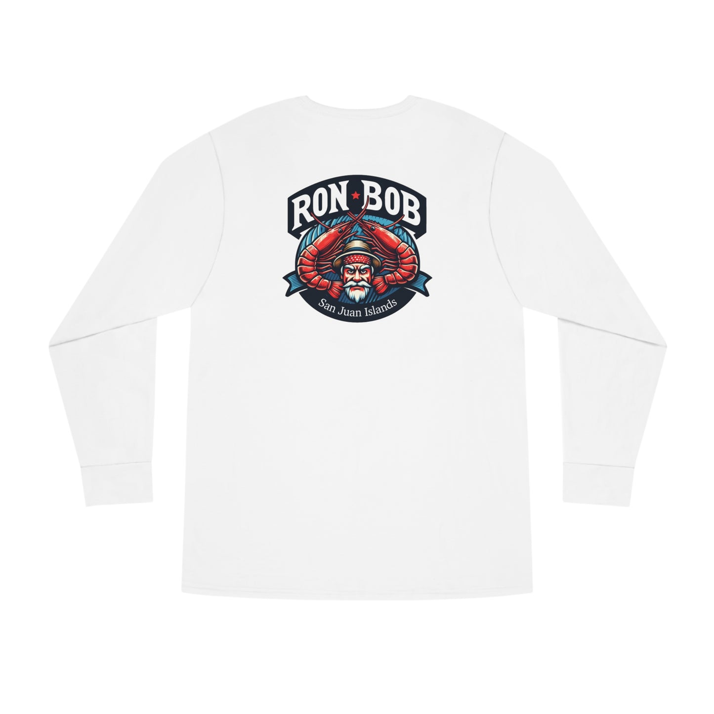 Men's Long Sleeve Crewneck Tee - Prawn Fisherman SJI (Multiple Color Options)