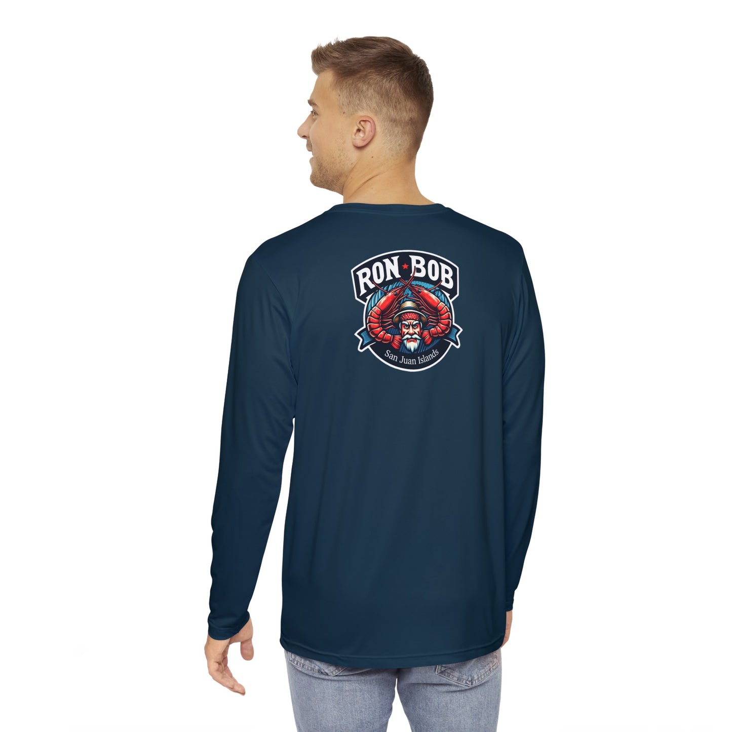 Polyester Prawn Fisherman Long Sleeve T-Shirt (Gunmetal)