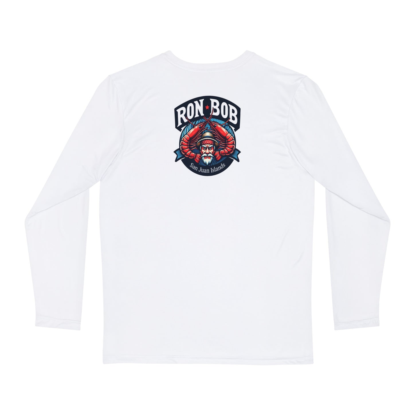 Polyester Prawn Fisherman Long Sleeve T-Shirt (White)