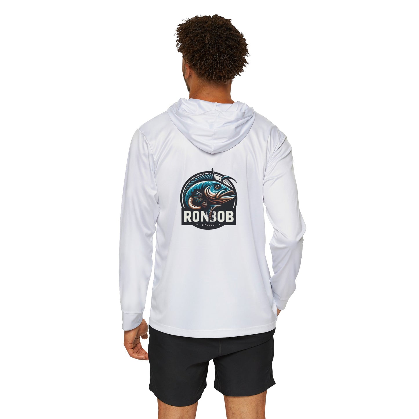 Men's Lightweight Blue Lingcod Hoodie with UPF +50 (White)