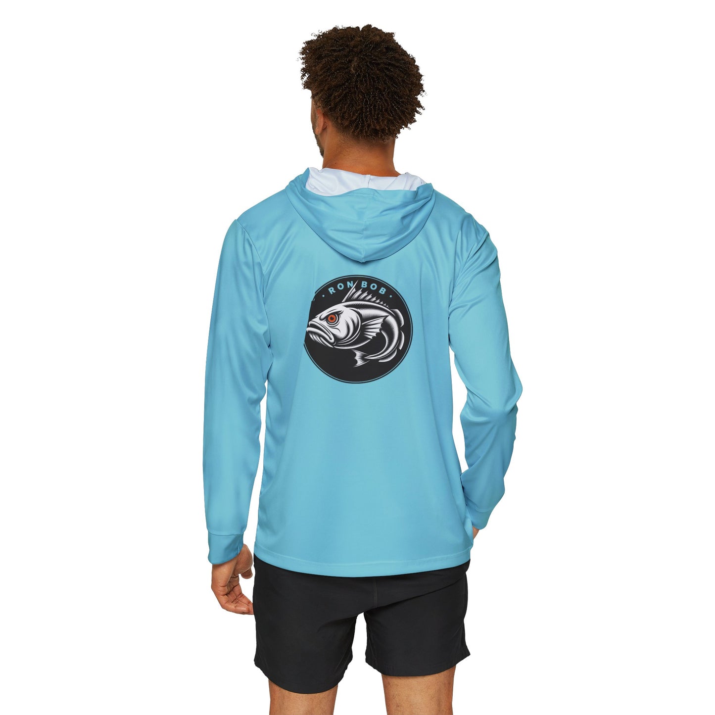 Men's Lightweight Orange Eye Lingcod Hoodie with UPF +50 (Glacier Blue)