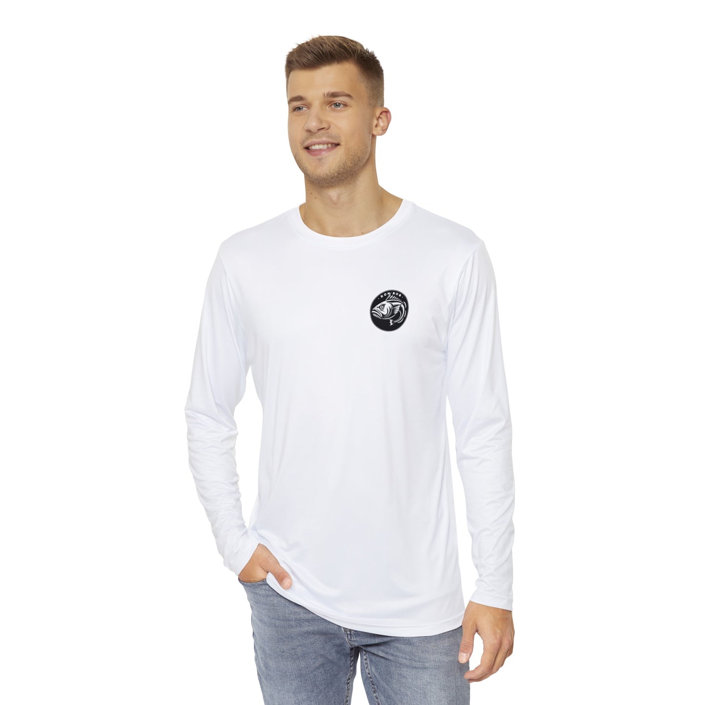 Polyester B/W Lingcod Long Sleeve T-Shirt (White)
