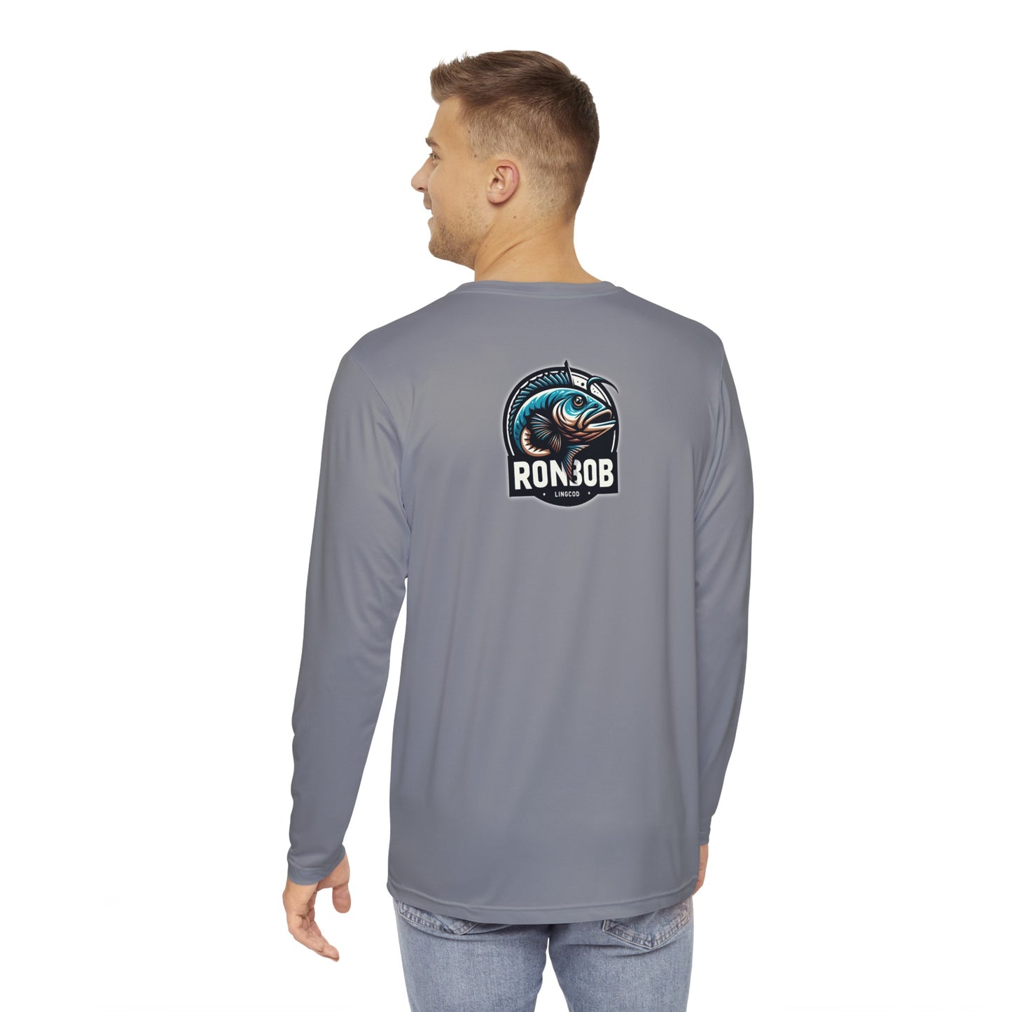 Polyester Blue Lingcod Long Sleeve T-Shirt (Grey)