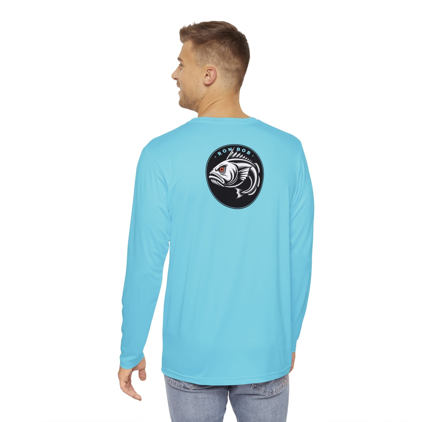 Polyester Orange Eye Lingcod Long Sleeve T-Shirt (Glacier Blue)