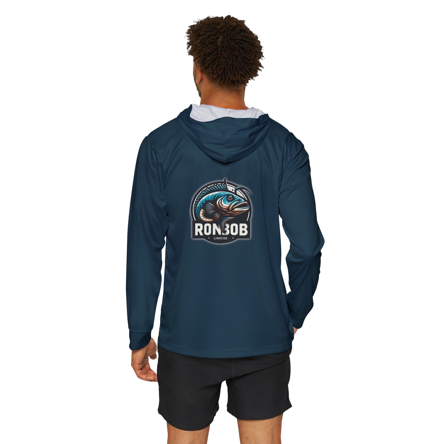 Men's Lightweight Blue Lingcod Hoodie with UPF +50 (Gunmetal)