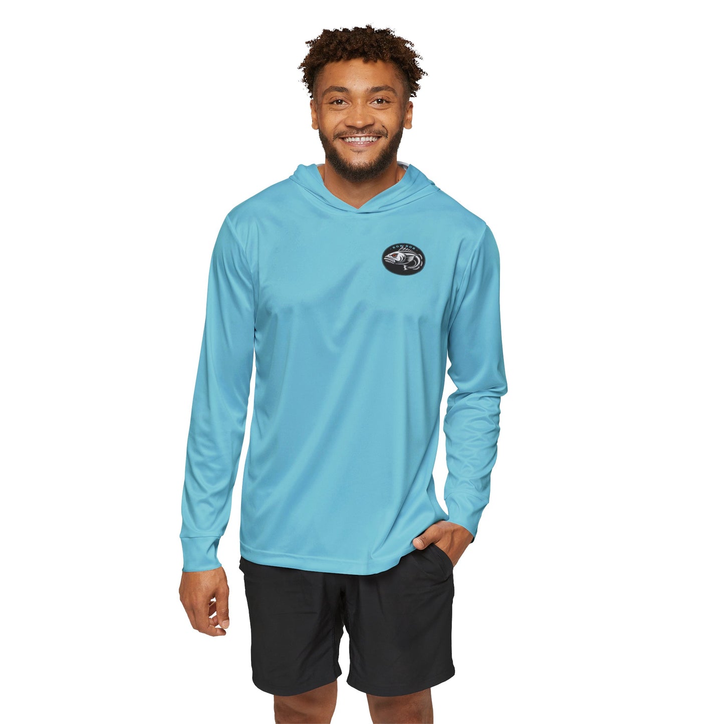 Men's Lightweight Orange Eye Lingcod Hoodie with UPF +50 (Glacier Blue)