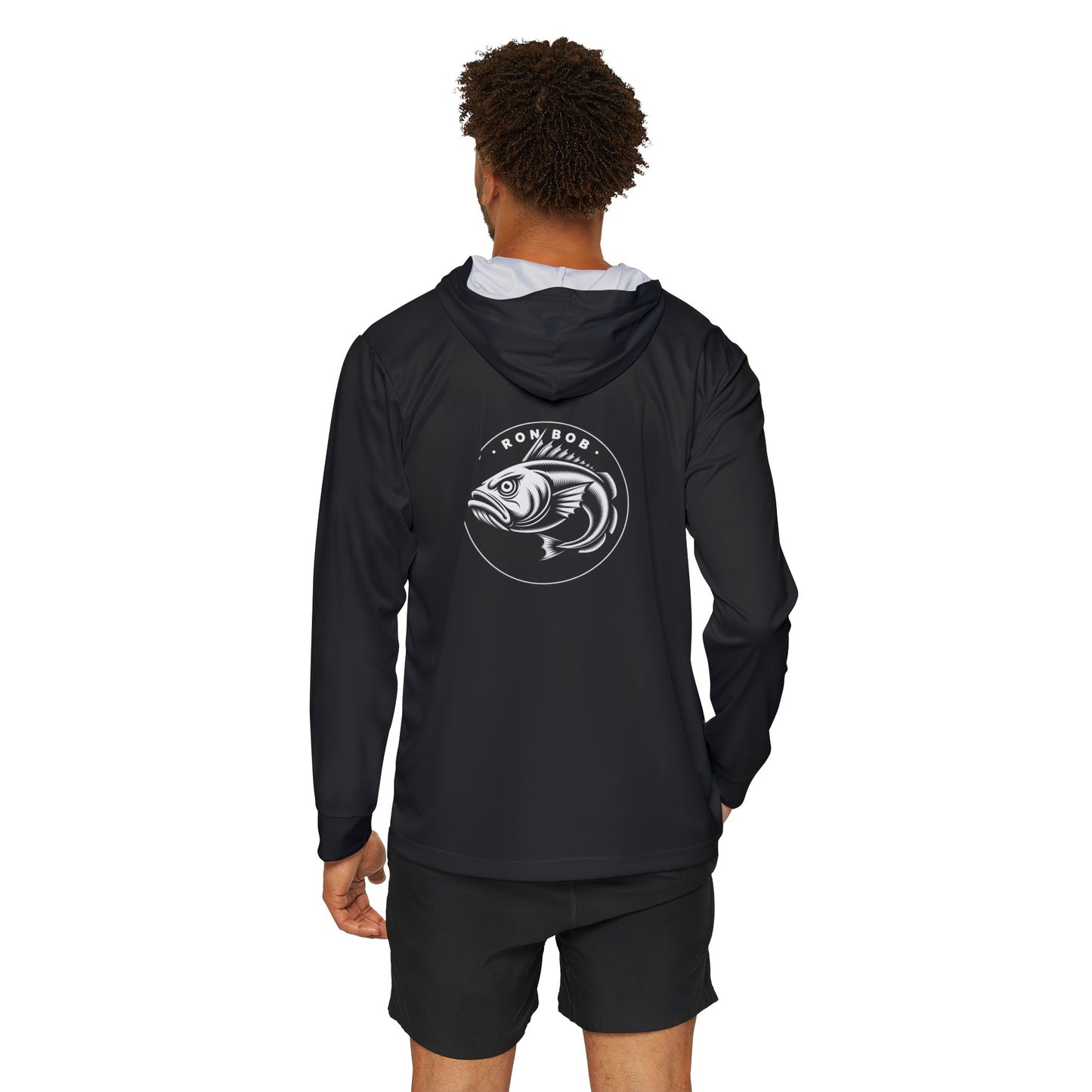 Men's Lightweight B/W Lingcod Hoodie with UPF +50 (Black)