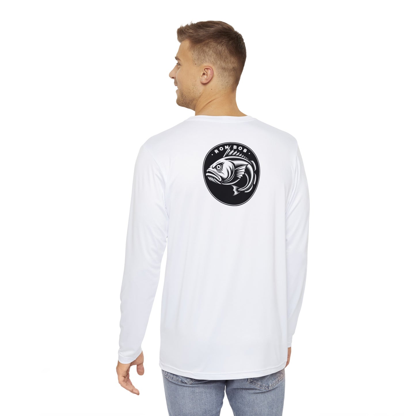 Polyester B/W Lingcod Long Sleeve T-Shirt (White)