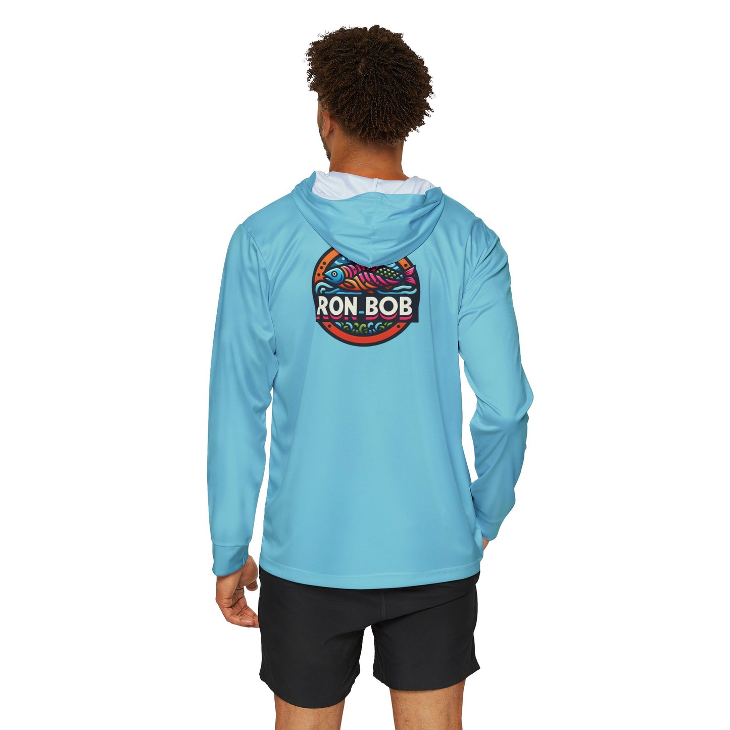 Men's Lightweight Colorful Salmon Hoodie with UPF +50 (Glacier Blue)