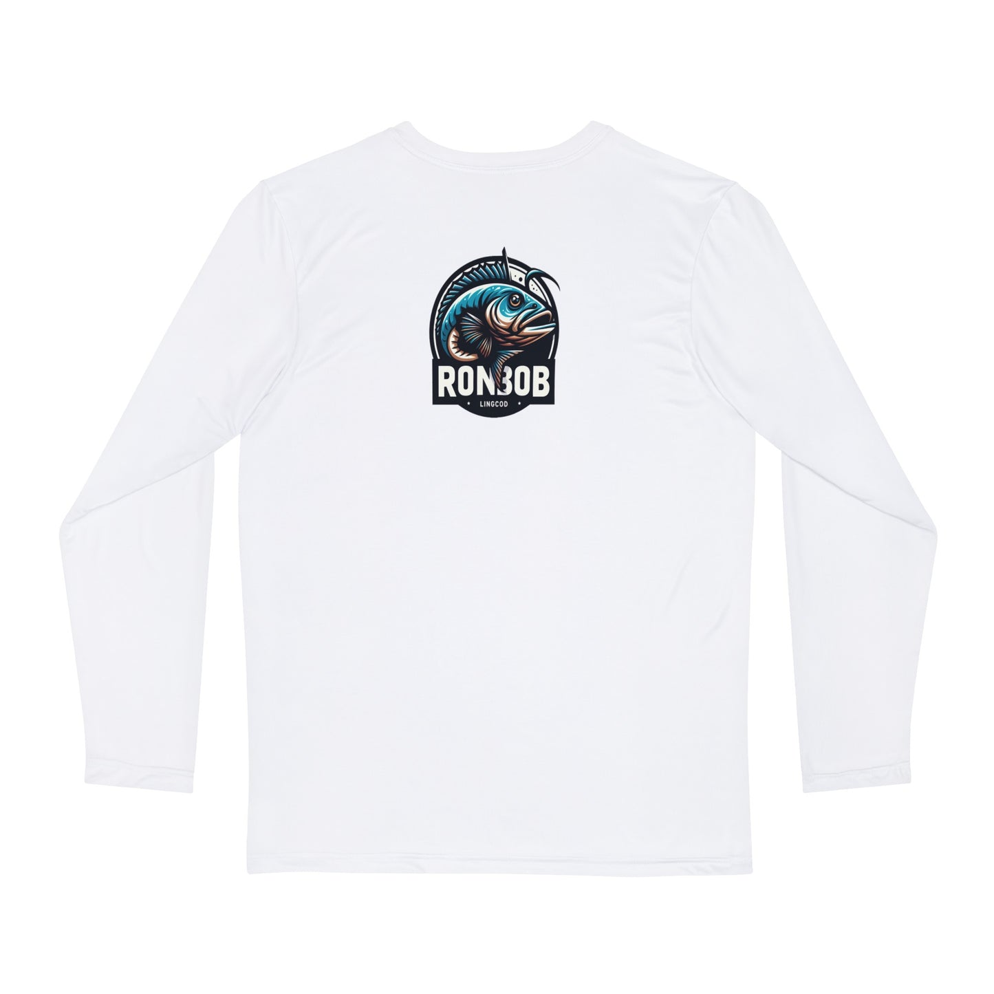 Polyester Blue Lingcod Long Sleeve T-Shirt (White)