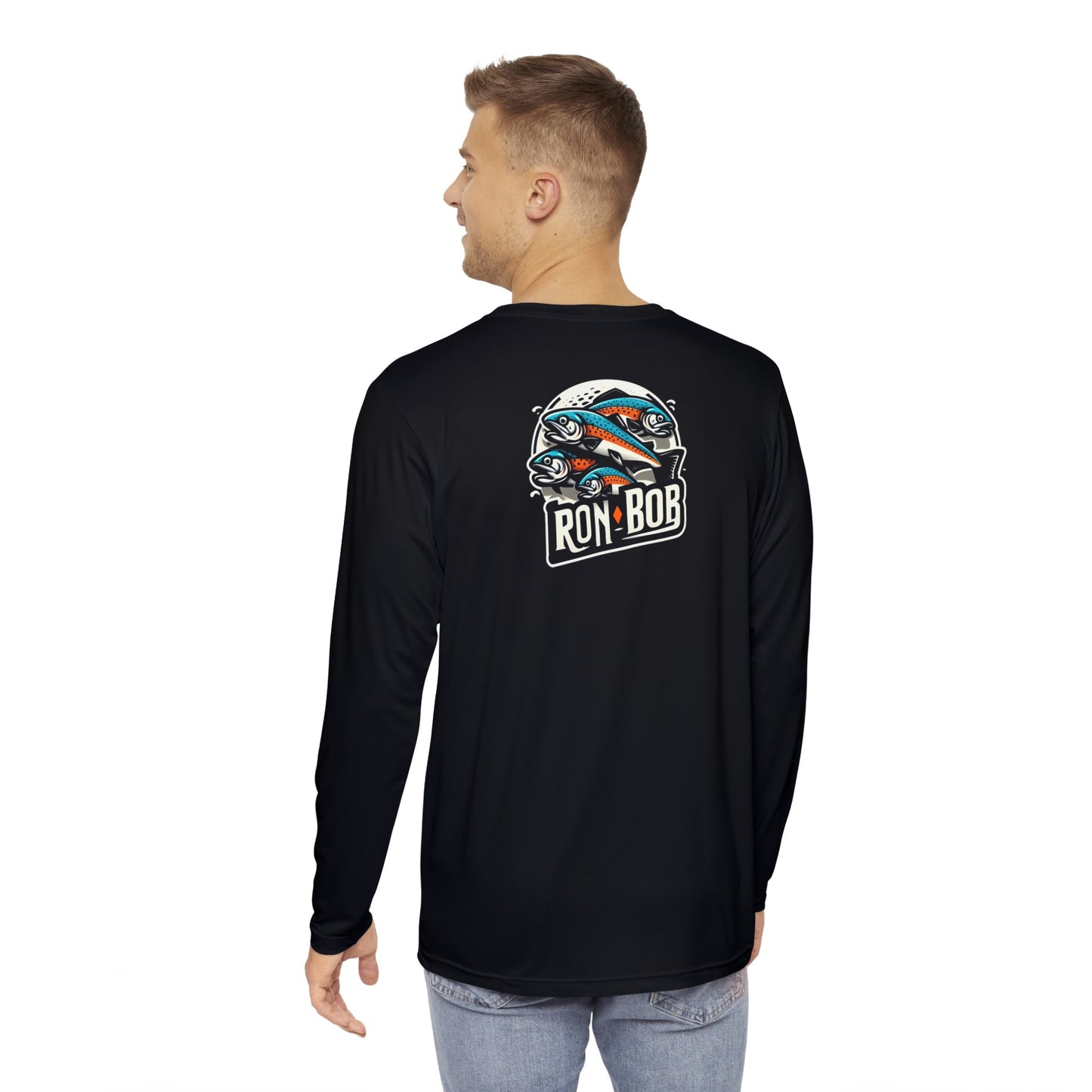 Polyester Multiple Salmon Long Sleeve T-Shirt (Black)