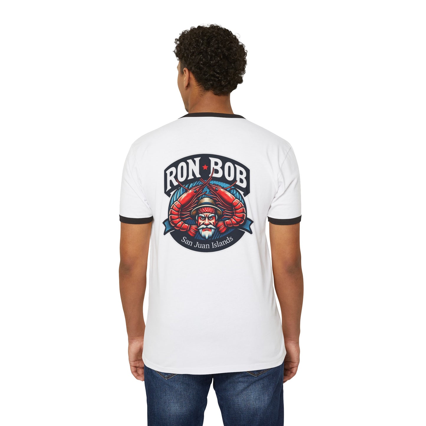 Cotton Ringer Prawn Fisherman SJI T-Shirt (White)