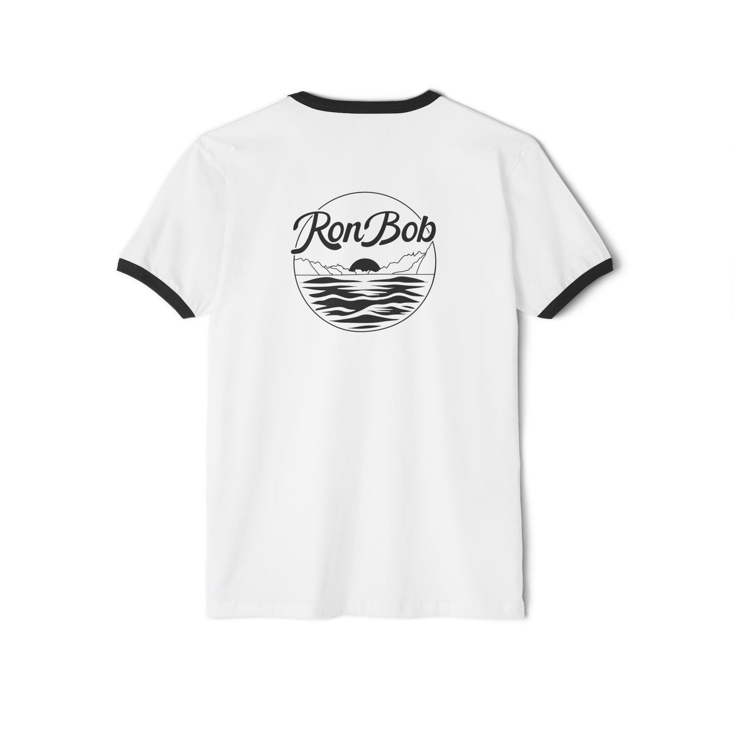 Cotton Ringer T-Shirt with Black/White Logo (White)