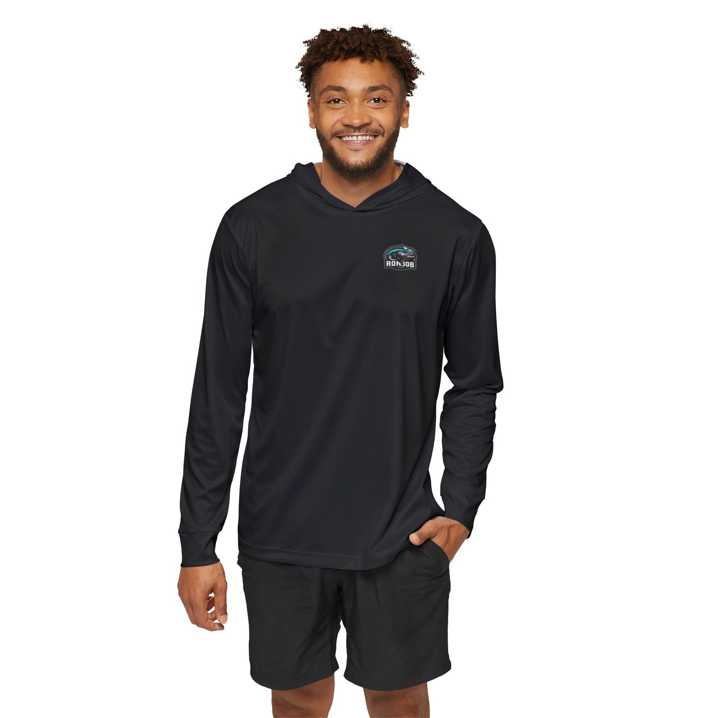 Men's Lightweight Blue Lingcod Hoodie with UPF +50 (Black)