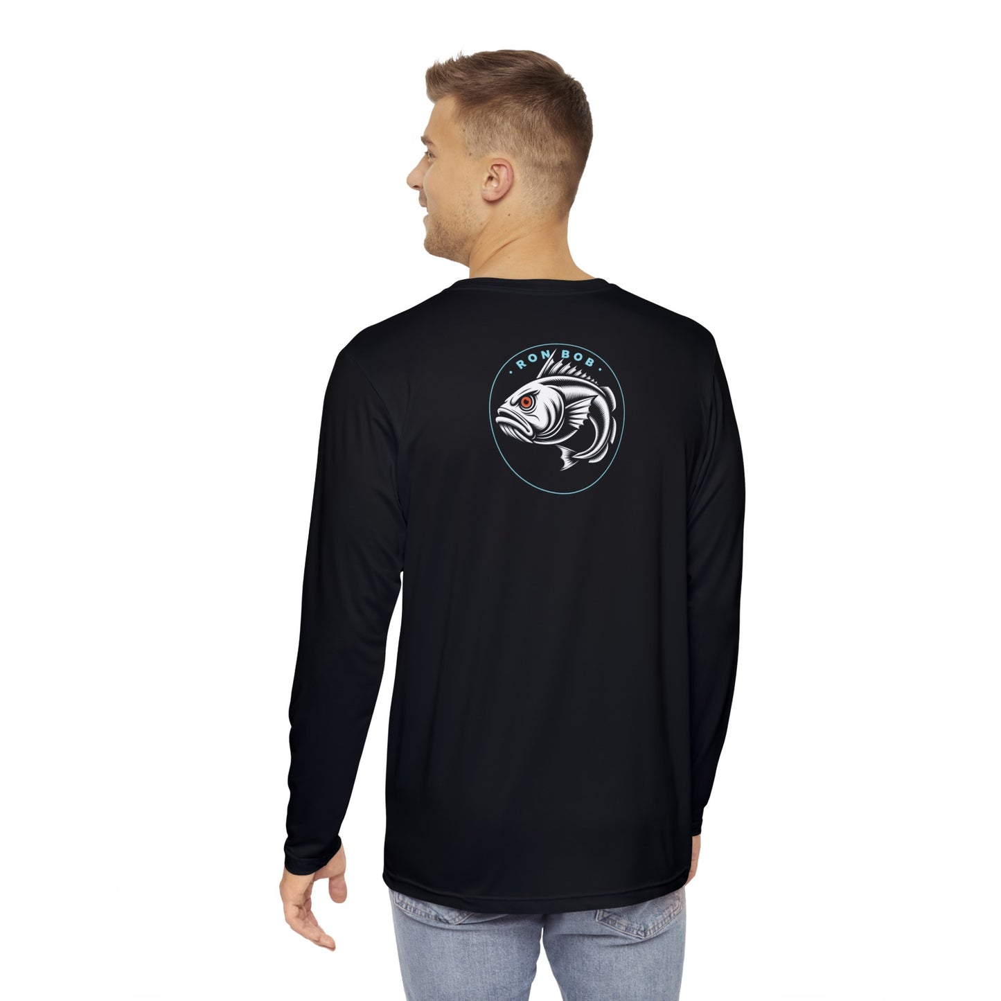 Polyester Orange Eye Lingcod Long Sleeve T-Shirt (Black)